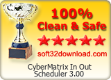 CyberMatrix In Out Scheduler 3.00 Clean & Safe award